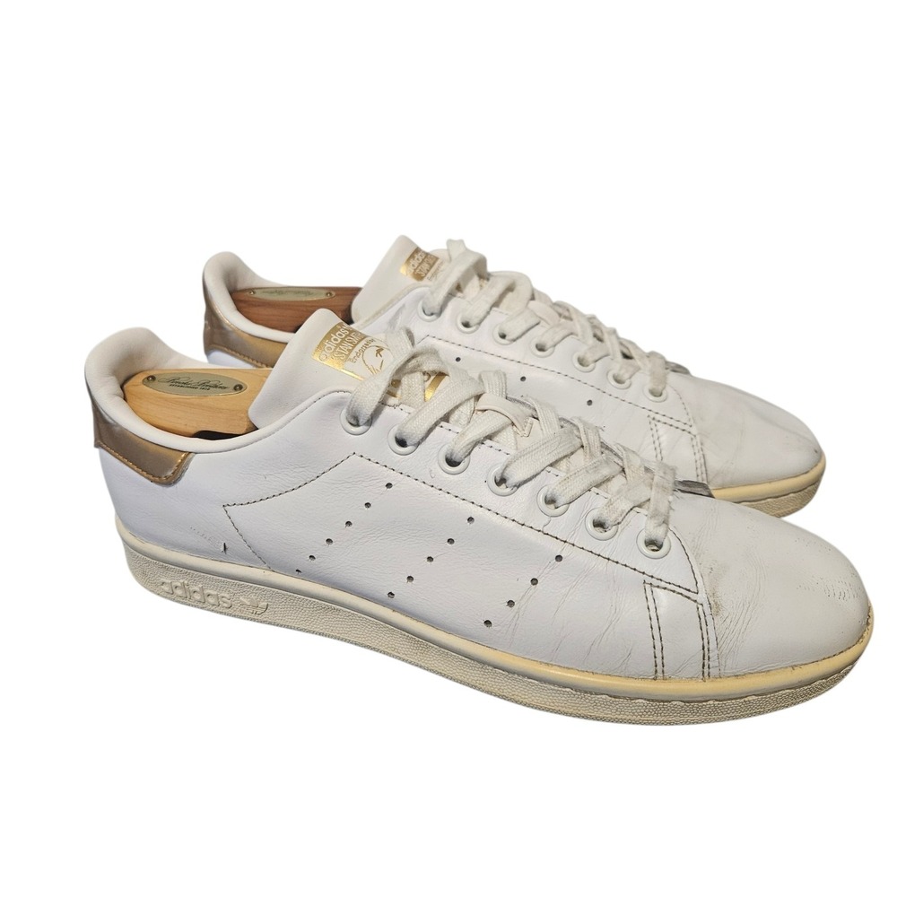 ADIDAS STAN SMITH SPECIAL WHITE / GOLD TENNIS SHOES Sneaker WOMEN'S Size 9
